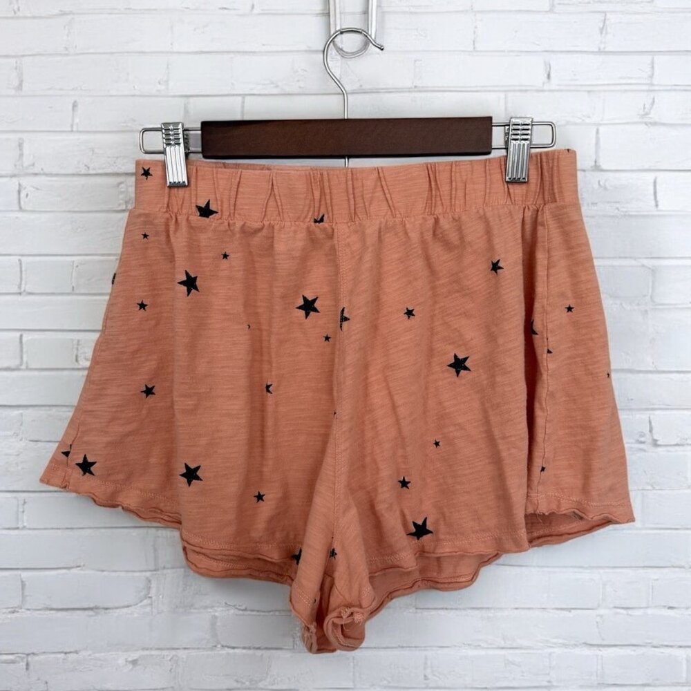 Intimately Free People Lounge Shorts Star Print Pink Sand Raw Edge Small